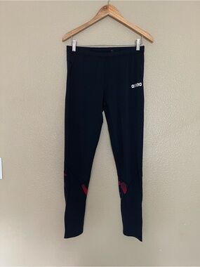 NWT Arena Men's M Perf Spider Long Tight Leggings Black Red Size L